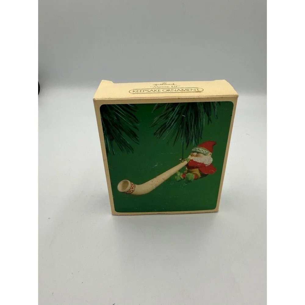 Alpine Elf Hallmark Ornament 1984, Swiss Horn, Vintage